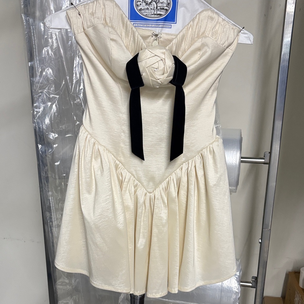 Stone Cold Fox Cream Mini Dress With Black Bow